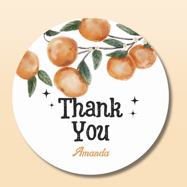 Pegatina Redonda Little Cutie Orange Citrus Thank You (Subido por el creador)