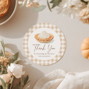 Pegatina Redonda Little Cutie Pie Rustic Fall Baby Shower