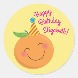 Pegatina Redonda Little Cutie Tangerine Birthday Party