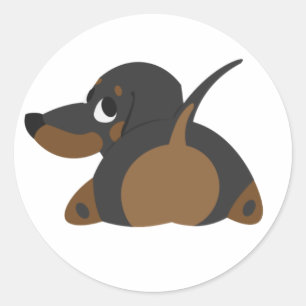 Pegatina Redonda Little Dachshund