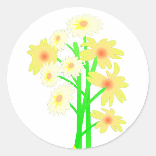 Pegatina Redonda Little Daisy Bouquet