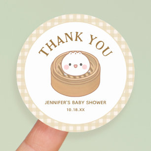 Pegatina Redonda Little Dumpling Baby Shower Gracias