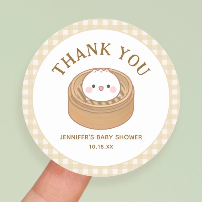 Pegatina Redonda Little Dumpling Baby Shower Gracias (Subido por el creador)
