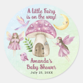 Pegatina Redonda Little Fairy Whimsical Baby Shower