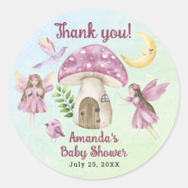 Pegatina Redonda Little Fairy Whimsical Baby Shower Thank you