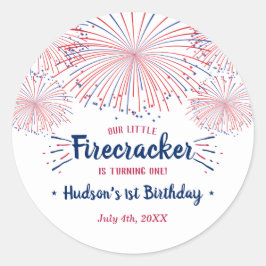 Pegatina Redonda Little Firecracker 4 Del 1 De Julio