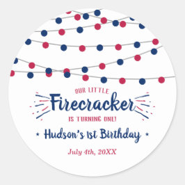 Pegatina Redonda Little Firecracker 4 Del 1 De Julio