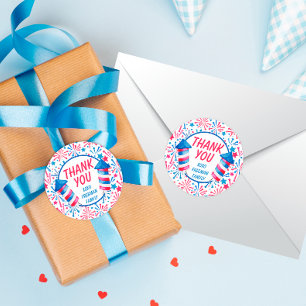 Pegatina Redonda Little Firecracker 4 of July Birthday Gracias