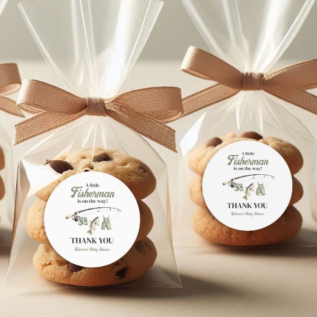 Pegatina Redonda Little Fishman Clothesline Fishing Baby Shower (Subido por el creador)