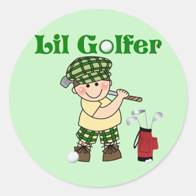 Pegatina Redonda Little Golfer (Anverso)
