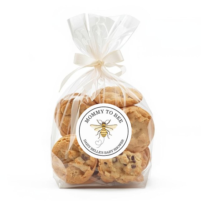 Pegatina Redonda Little Honey Bee On The Way Yellow Baby Shower (Subido por el creador)