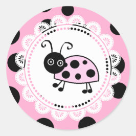 Pegatina Redonda Little Lady Pink Ladybug