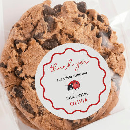 Pegatina Redonda Little Ladybug Birday Party (Fiesta de cumpleaños)