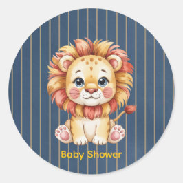 Pegatina Redonda Little Lion Boy Baby Shower