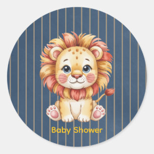 Pegatina Redonda Little Lion Boy Baby Shower