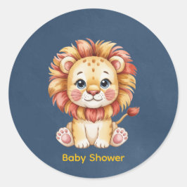 Pegatina Redonda Little Lion Boy Baby Shower