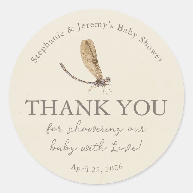 Pegatina Redonda Little Love Bug Baby Shower Classic Round Sticker (Anverso)