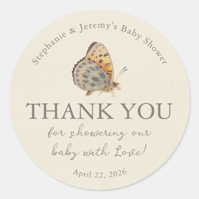 Pegatina Redonda Little Love Bug Baby Shower Classic Round Sticker (Anverso)