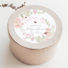 Pegatina Redonda Little Love Bug Wildflower Baby Shower Thank you