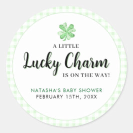 Pegatina Redonda Little Lucky Charm St Patrick's Baby Shower