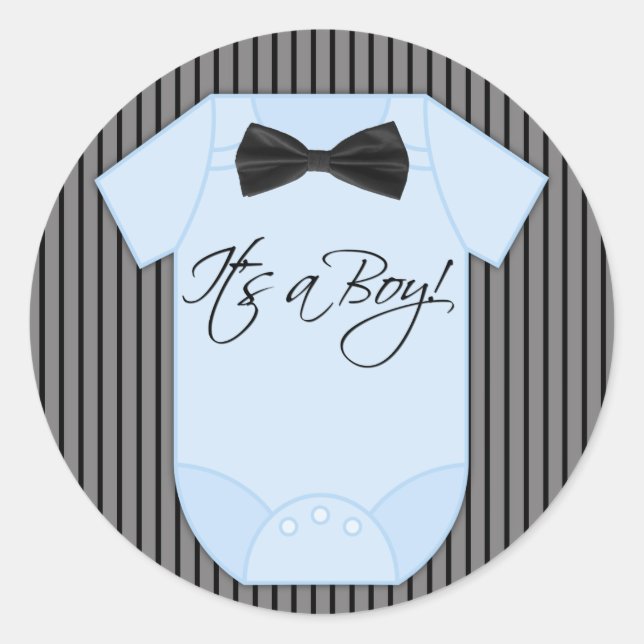 Pegatina Redonda Little Man Baby Boy Shower (Anverso)