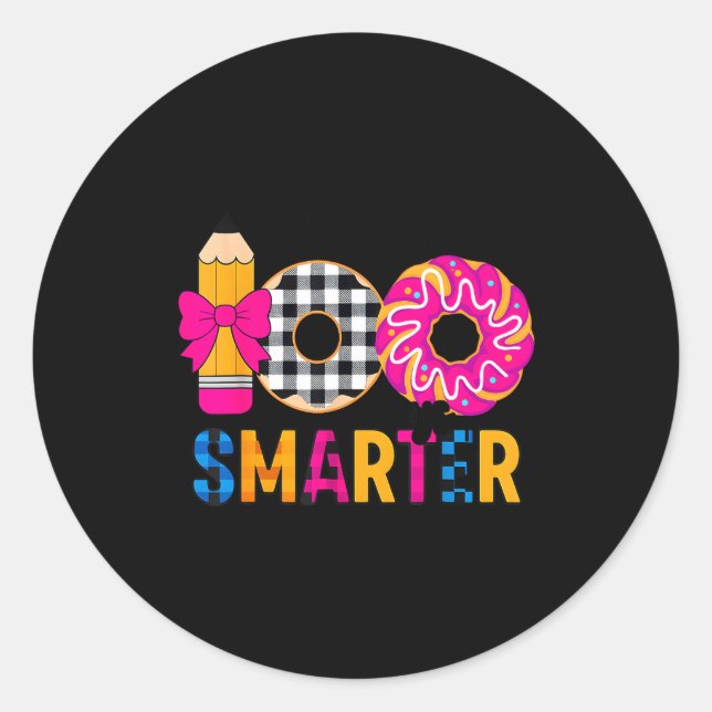 Pegatina Redonda Little Miss 100 Days Smarter Celebration 100 Days  (Anverso)