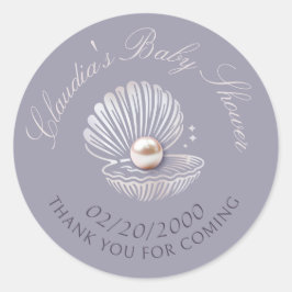 Pegatina Redonda Little Pearl Baby Shower