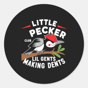 Pegatina Redonda Little Pecker Club Lil Gents Making Dents Retro Wo