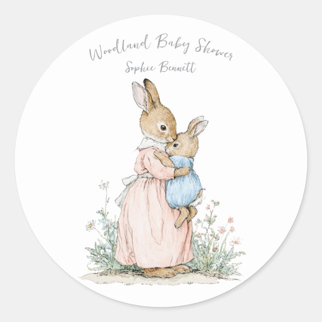 Pegatina Redonda Little Peter Rabbit and Mom (Anverso)