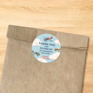 Pegatina Redonda Little Pilot's First Birthday