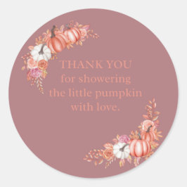 Pegatina Redonda Little Pumpkin Baby Shower Thank You Sticker