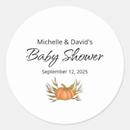 Pegatina Redonda Little Pumpkin Fall Boho Baby Shower