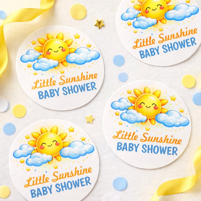 Pegatina Redonda Little Ray Of Sunshine Baby Shower Favor Label (Subido por el creador)