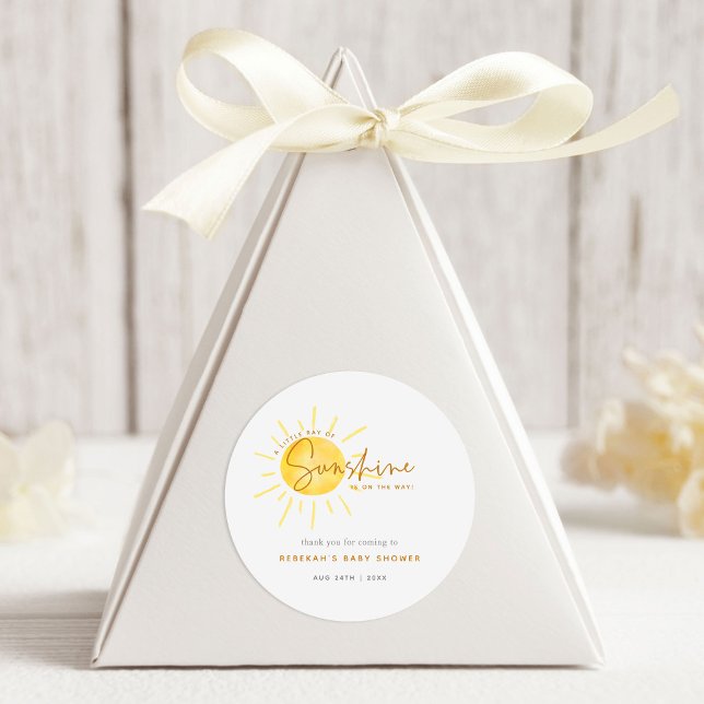Pegatina Redonda Little Ray of Sunshine Boho Baby Shower Gracias (Subido por el creador)