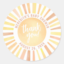 Pegatina Redonda Little Ray Of Sunshine Sun Baby Shower