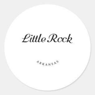 Pegatina Redonda Little Rock Arkansas Black Font
