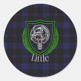Pegatina Redonda Little Scottish Clan Tartan & Crest