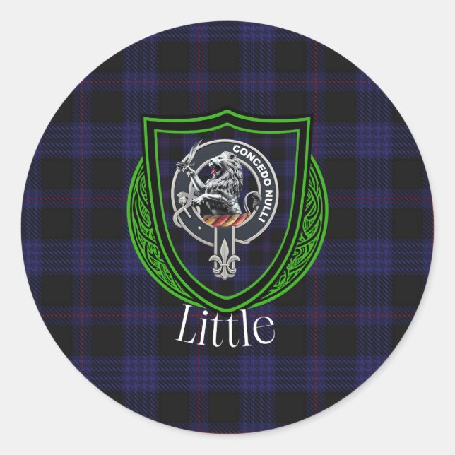 Pegatina Redonda Little Scottish Clan Tartan & Crest (Anverso)