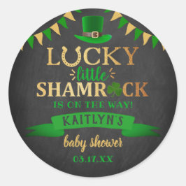 Pegatina Redonda Little Shamrock St. Patrick's Day Baby Shower