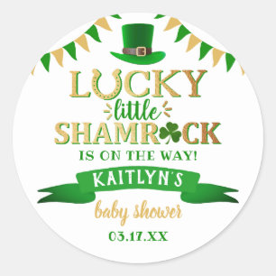 Pegatina Redonda Little Shamrock St. Patrick's Day Baby Shower