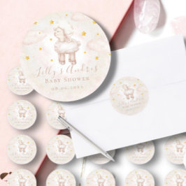 Pegatina Redonda Little Sheep Lamb Dreamy estrellas Baby Shower