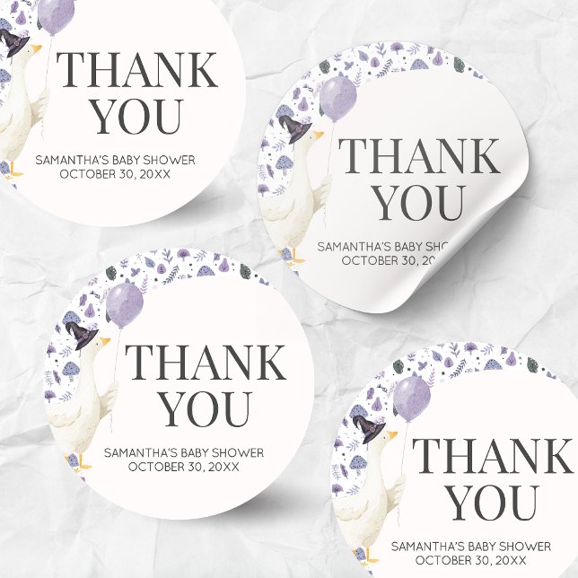 Pegatina Redonda Little Silly Goose Baby Shower (Silly Little Goose Halloween Baby Shower Round Sticker)