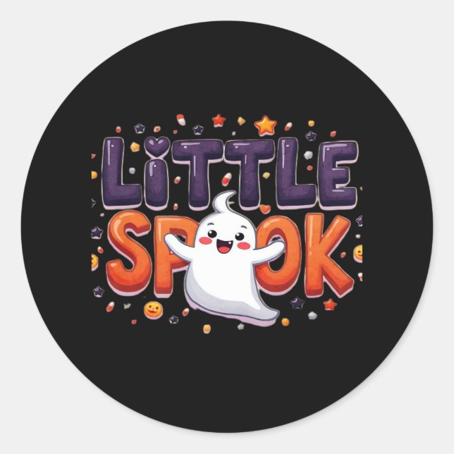 Pegatina Redonda Little Spook Cute Halloween Estilo Creativo (Anverso)