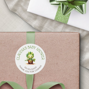 Pegatina Redonda Little Sprout Baby Shower