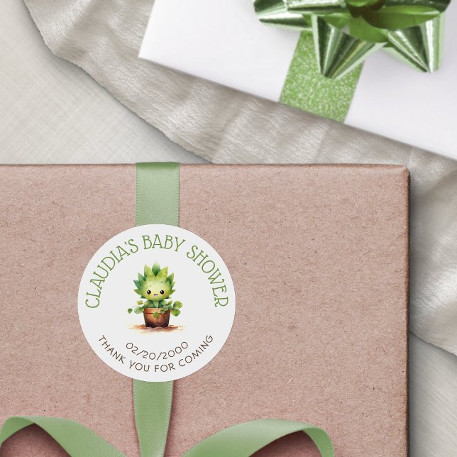 Pegatina Redonda Little Sprout Baby Shower (Subido por el creador)