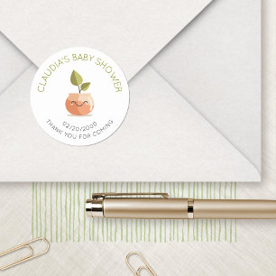 Pegatina Redonda Little Sprout Baby Shower