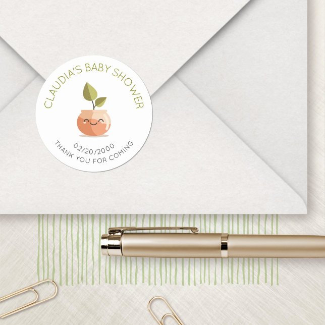 Pegatina Redonda Little Sprout Baby Shower (Subido por el creador)