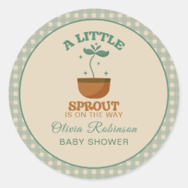 Pegatina Redonda Little Sprouts Garden Fiesta Baby Shower