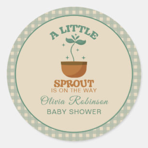 Pegatina Redonda Little Sprouts Garden Fiesta Baby Shower