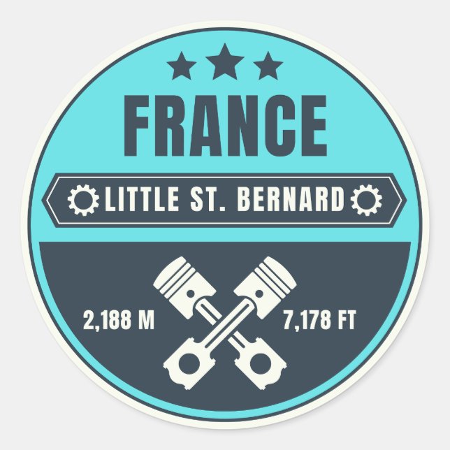 Pegatina Redonda Little St Bernard Pass french italy Alpine motobik (Anverso)